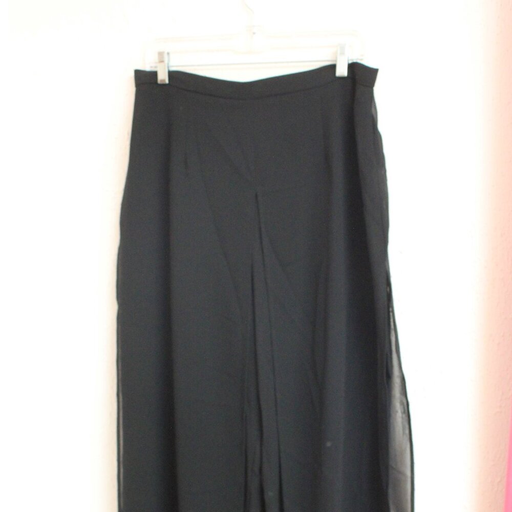 #465 Dressbarn Black Flowy Dress Pants Size 14